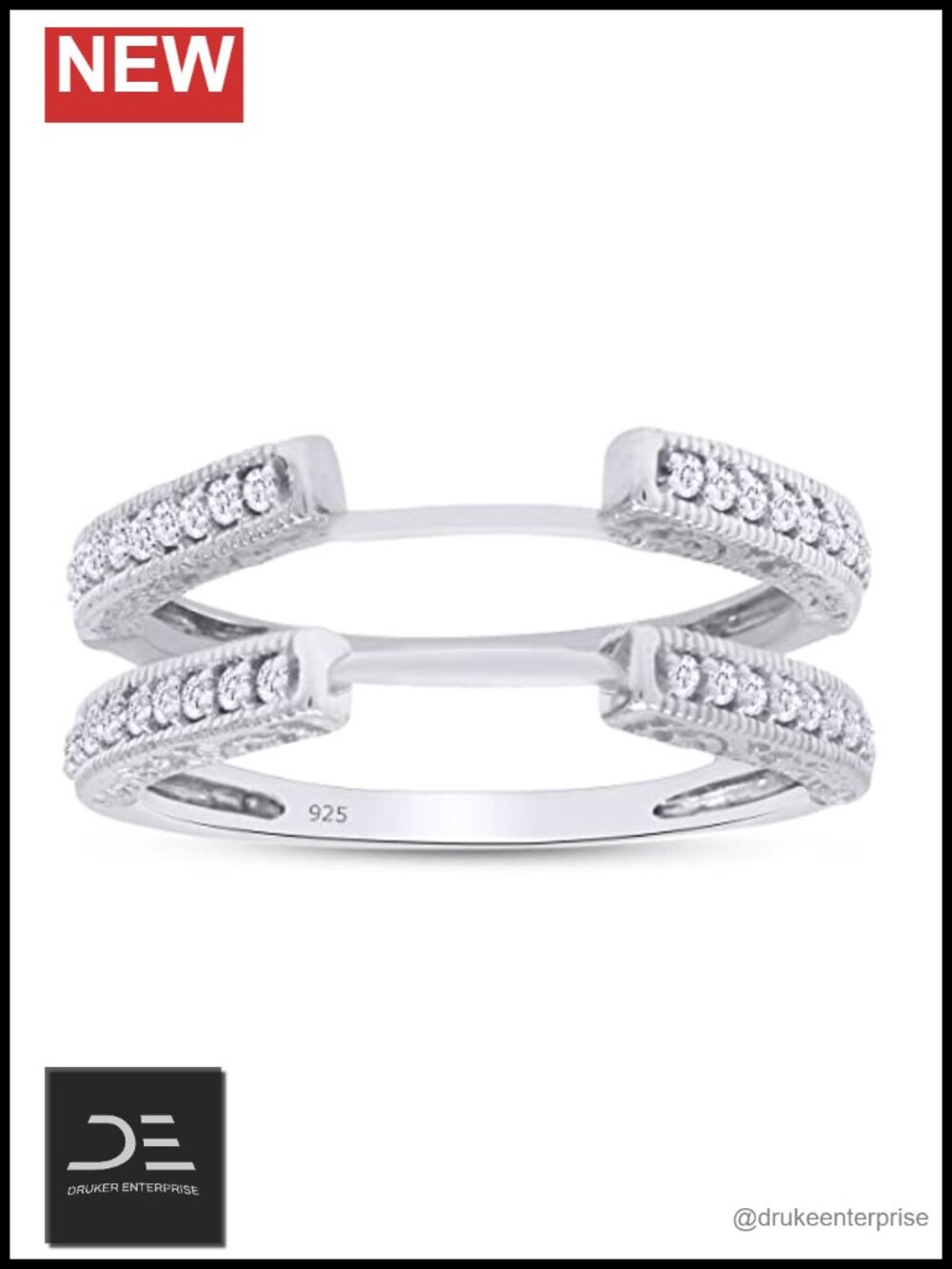 925 Sterling Silver Ring Enhancer Guard Bridal Wedding Band AAAAA CZ